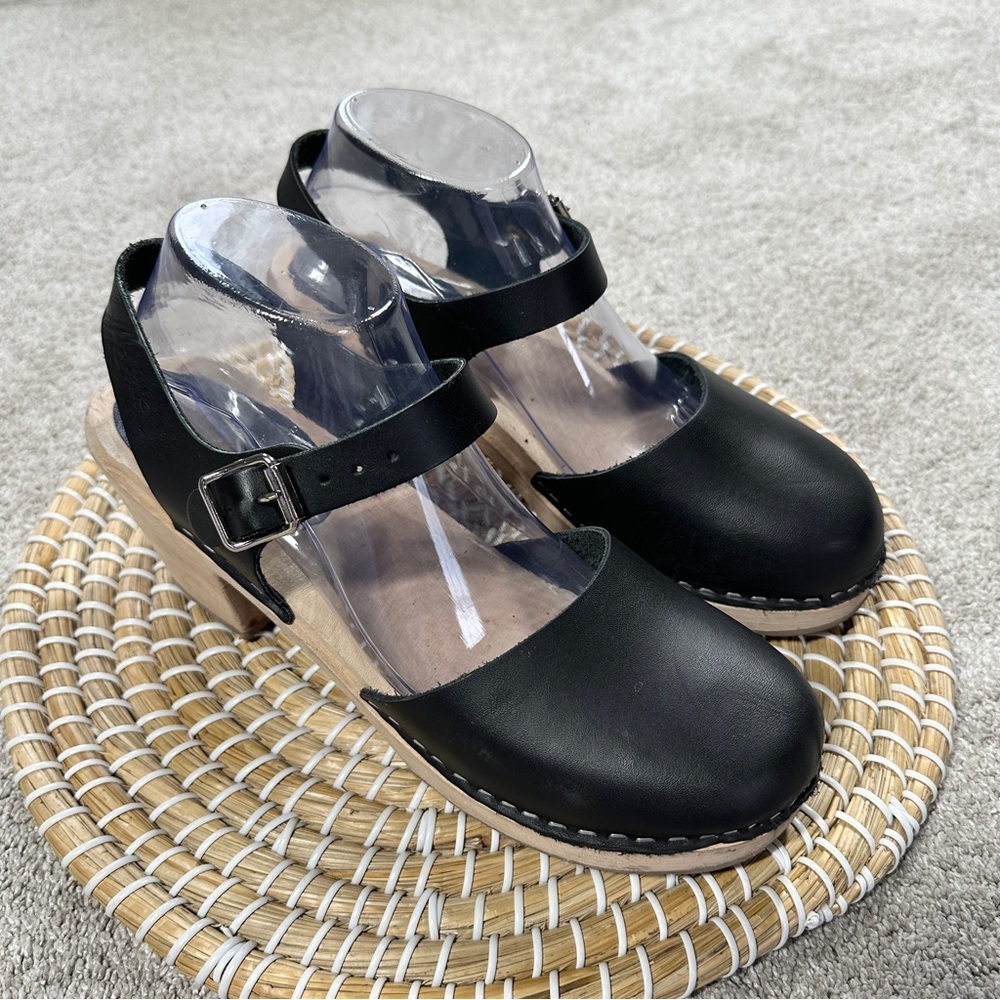 Lotta from Stockholm Women’s Highwood Mary Jane Leather Clogs in Black EU 42 - Picture 2 of 15
